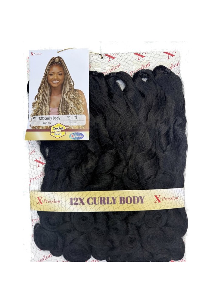 X-pression Curly Body Crochet Braid Color 1